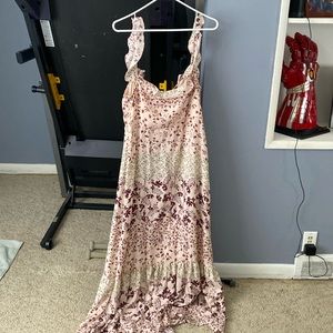 Pink long flower dress 421